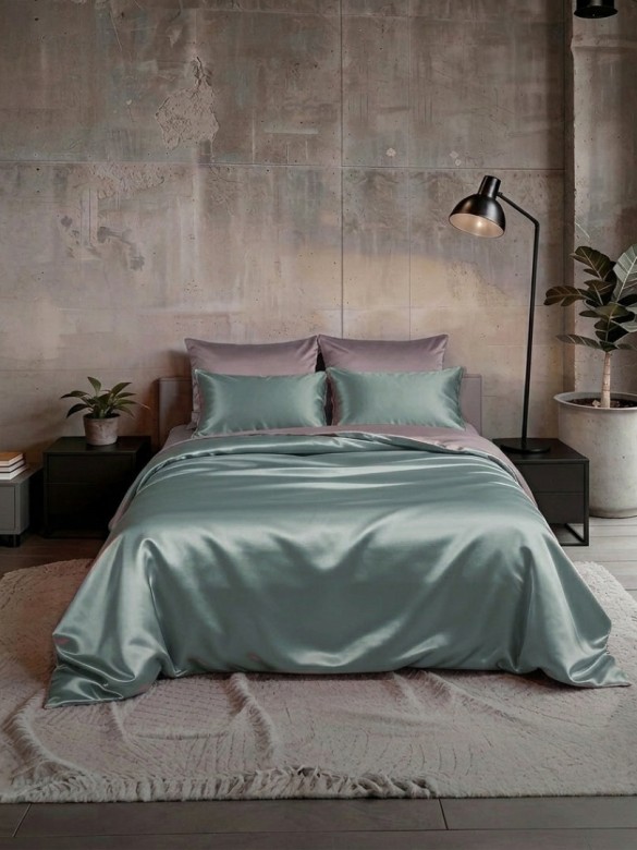 Постельное бельё  Luxury, Евро, цв. ШАЛФЕЙ (голу. сереб/кора), Тенсел-лиоцелла, н(2)50*70 и н(2)70*70