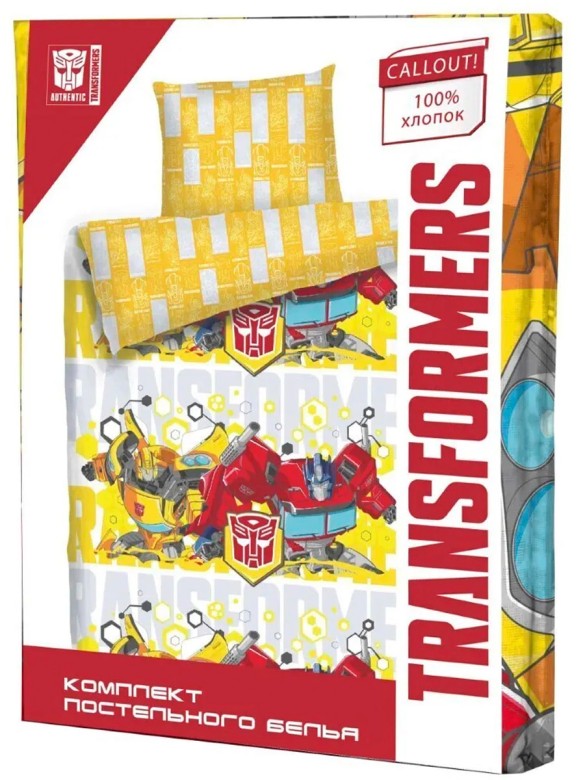 Постельное бельё Трансформеры (команда), 1,5-сп., Бязь, нав. 50х70