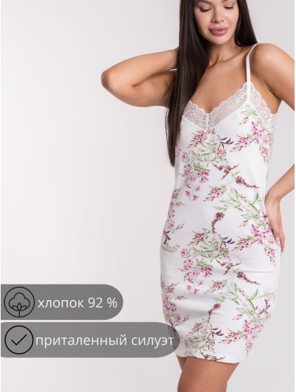 Сорочка женская, тофу с рисунком ЦВЕТЫ, 811946