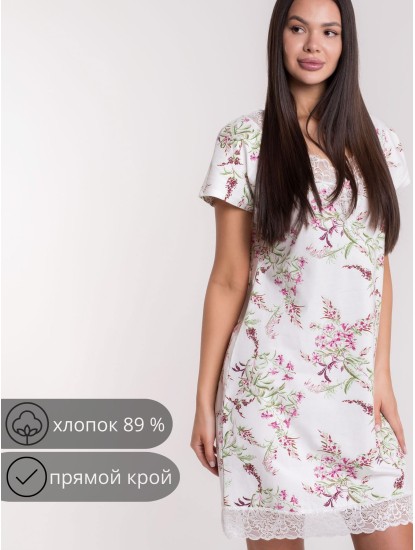 Сорочка женская,  тофу с рисунком ЦВЕТЫ, 814927