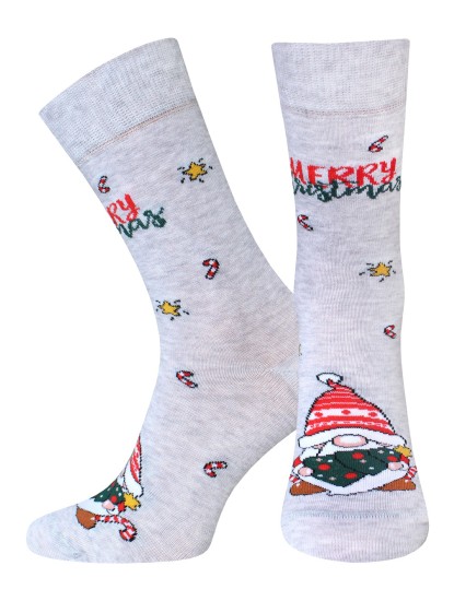 Носки мужские CLASSIC, св.-серый меланж ГНОМИК С ЕЛКОЙ, 20С2146